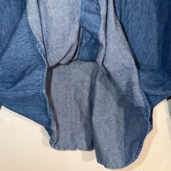 Vintage Koret Denim Shirt Embroidered Panel 90s Western Cottagecore Small - Picture 3 of 11